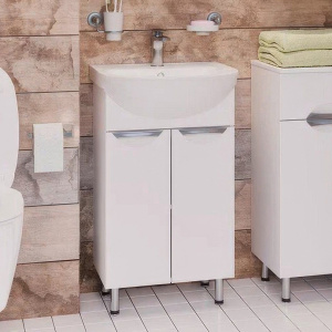 Тумба с раковиной Emmy Милли 55 белая глянцевая