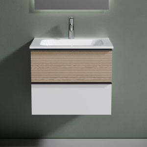 Тумба с раковиной Sancos Delta 60 дуб светлый, белый Тумба с раковиной Sancos Delta 60 дуб светлый, белый