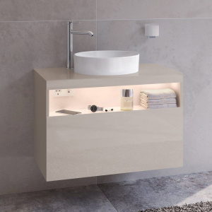 Тумба с раковиной Keuco Stageline 32864 80 см, с подсветкой, розеткой и точкой зарядки USB и USB-C, кашемир