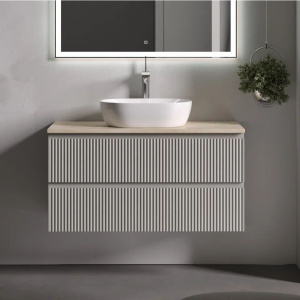 Тумба с раковиной Sancos Snob R 100 см, beige soft, столешница бежевая, раковина CN5010