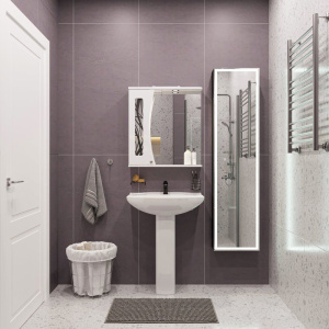 Комплект Раковина DIWO Дмитров 0113 , подвесная, фаянсовая, 70 см, белая + Сифон Wirquin Минор с отводом для стиральной машины + Пьедестал квадрат 0201 + Зеркало STWORKI Брамминг 70х90, черное