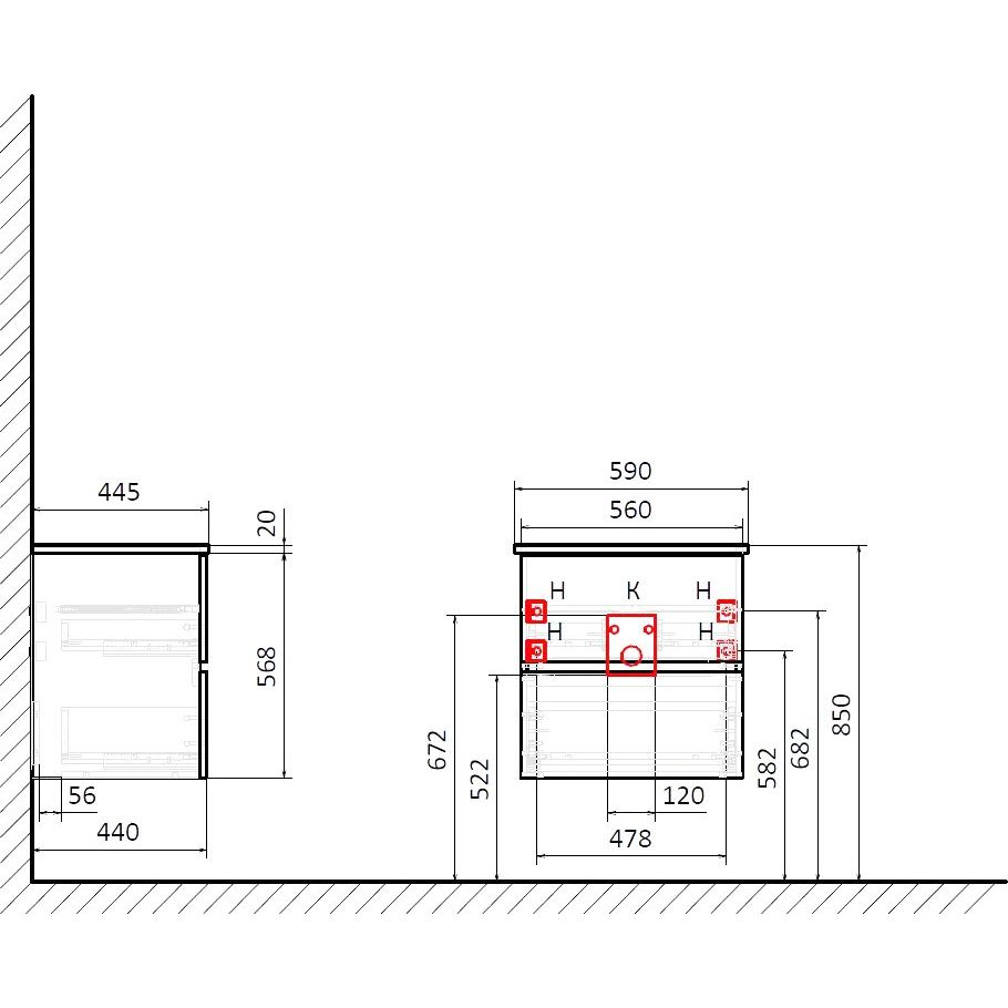 Купить Мебель для ванной STWORKI Колдинг 60 антрацит, с раковиной 50 Square, столешница орех матовый в Москве с доставкой Мебель для ванной STWORKI Колдинг 60 антрацит, с раковиной 50 Square, столешница орех матовый