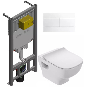 Комплект унитаз с инсталляцией, кнопкой и сиденьем Jacob Delafon Struktura E21747RU-00