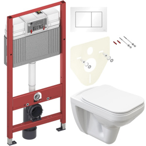 Комплект Унитаз подвесной STWORKI Дублин SETK3504-0605-001-1-6000 с микролифтом + Инсталляция TECE Base 9400413 4 в 1 с кнопкой смыва