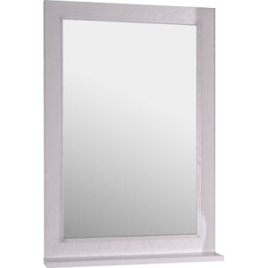 Зеркало ASB-Woodline Гранда 60 белое, патина серебро, с полкой