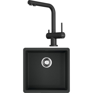 Комплект Мойка кухонная Omoikiri Kata 44-U-BL черная + Смеситель Nagano P-BL черный