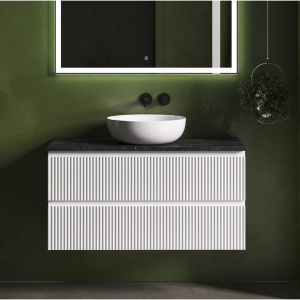 Тумба с раковиной Sancos Snob R 100 см, bianco, столешница черный мрамор, раковина CN5024 Тумба с раковиной Sancos Snob R 100 см, bianco, столешница черный мрамор, раковина CN5024