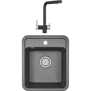 Комплект Мойка кухонная Granula Standart 4202, черный + Смеситель 2305, черный Комплект Мойка кухонная Granula Standart 4202, черный + Смеситель 2305, черный