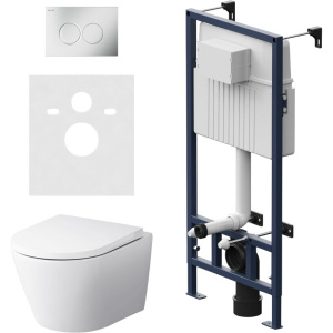 Комплект AM.PM Sense IS70131.741701 FlashClean с сиденьем микролифт, кнопка смыва хром матовая