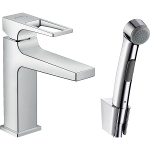 Смеситель для раковины Hansgrohe Metropol 74522000 с гигиеническим душем, хром Смеситель для раковины Hansgrohe Metropol 74522000 с гигиеническим душем, хром