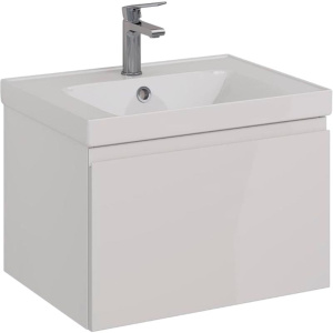 Тумба с раковиной Lemark Veon mini 60 белая глянцевая, 1 ящик