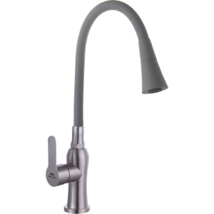 Смеситель для кухни Fashun A54801+N7357 с гибким изливом, сатин, серый