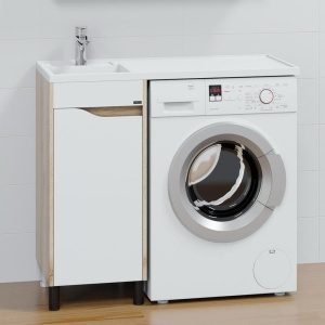 Тумба с раковиной СаНта Сатурн 38 L под стиральную машину, напольная, 1 дверца, дуб австрийский Тумба с раковиной СаНта Сатурн 38 L под стиральную машину, напольная, 1 дверца, дуб австрийский