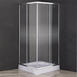 Душевой уголок Parly ZQ8111 80x80, с поддоном, профиль хром, стекло прозрачное с узором
