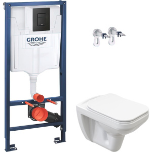 Комплект Унитаз подвесной STWORKI Дублин SETK3504-0605-001-1-6000 с микролифтом + Инсталляция Grohe Solido 38811KF0 3 в 1 с кнопкой смыва