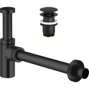 Сифон для раковины Kludi 1002039-00, с донным клапаном 1042639-00, черный матовый