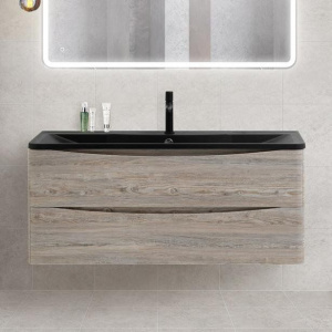 Тумба с раковиной BelBagno Acqua 120 подвесная, pino scania, черная матовая раковина