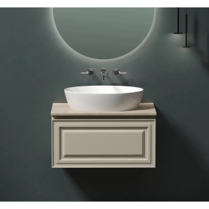 Тумба с раковиной Sancos Very 80 см, beige soft, столешница бежевая, раковина CN5018