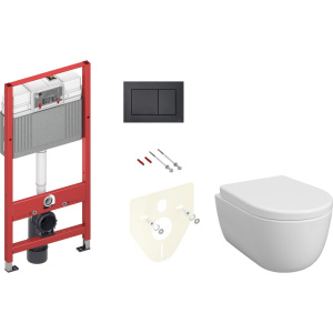 Комплект Унитаз подвесной BOCCHI V-Tondo Rimless 1417-001-0129 белый глянцевый + Крышка A0302-001 с микролифтом, глянцевая белая + Инсталляция TECE Now 9400414 4 в 1 с кнопкой смыва