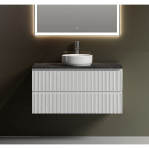 Тумба с раковиной Sancos Snob T 100 см, bianco, столешница черный мрамор, раковина CN6005 Тумба с раковиной Sancos Snob T 100 см, bianco, столешница черный мрамор, раковина CN6005