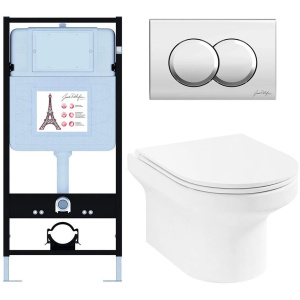 Комплект унитаз с инсталляцией микролифт Jacob Delafon Elite E21743RU-CP безободковый Комплект унитаз с инсталляцией микролифт Jacob Delafon Elite E21743RU-CP безободковый