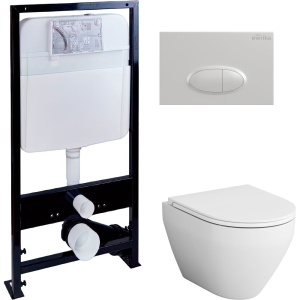 Комплект Унитаз подвесной AM.PM Spirit V2.0 с микролифтом + Инсталляция EWRIKA ProLT 0026-2020 + Кнопка 0052 белая