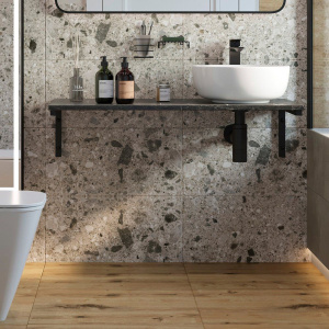 Столешница с раковиной DIWO Элиста 100 чёрный мрамор, с раковиной Moduo 40 RING Столешница с раковиной DIWO Элиста 100 чёрный мрамор, с раковиной Moduo 40 RING