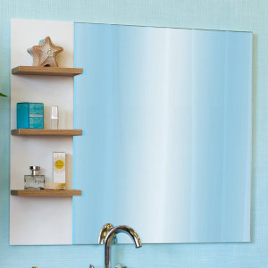 Зеркало Sanflor Ингрид R, 80, белый матовый, швейцарский вяз, с полкой Зеркало Sanflor Ингрид R, 80, белый матовый, швейцарский вяз, с полкой