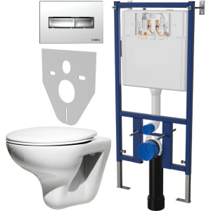 Комплект Унитаз подвесной Roca Mateo + Крышка DIWO Матео 0346 с микролифтом + Инсталляция + Кнопка 7322 хром
