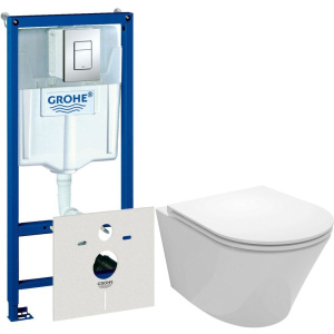 Комплект Унитаз подвесной Jacob Delafon Rodin+ + Крышка E23280-00 с микролифтом + Инсталляция Grohe Rapid SL 38775001H 4 в 1 с кнопкой смыва и шумоизоляцией Комплект Унитаз подвесной Jacob Delafon Rodin+ + Крышка E23280-00 с микролифтом + Инсталляция Grohe Rapid SL 38775001H 4 в 1 с кнопкой смыва и шумоизоляцией