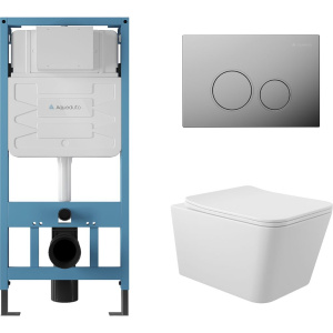 Комплект Aqueduto Macio AQDS009 крышка-сиденье, кнопка смыва хром