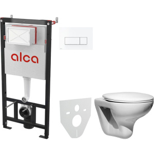 Комплект Унитаз подвесной Roca Mateo + Крышка DIWO Матео 0346 с микролифтом + Инсталляция AlcaPlast AM101/1120-4:1 RU M570-0001 кнопка смыва белая