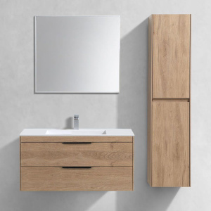 Мебель для ванной Vincea Chiara 2D 100, 2 ящика, светлый дуб, с белой раковиной