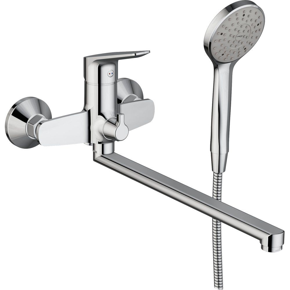 Универсальный смеситель STWORKI Дублин HFDB95000 хром, однорычажный, с длинным изливом, настенный, латунь Универсальный смеситель STWORKI Дублин HFDB95000 хром, однорычажный, с длинным изливом, настенный, латунь