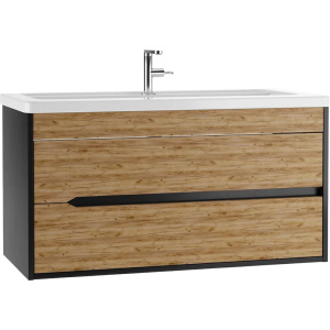 Тумба с раковиной Домино Karat 100, антрацит, дуб вотан Тумба с раковиной Домино Karat 100, антрацит, дуб вотан