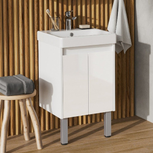 Тумба с раковиной AQUATON Сканди 45 белая глянцевая, белая матовая