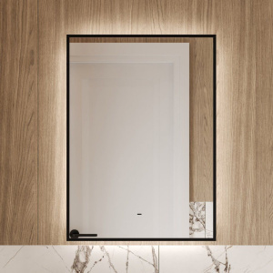 Зеркало DIWO Элиста 50 черное, с подсветкой светодиодной, прямоугольное, настенное, российское