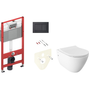 Комплект Унитаз подвесной BOCCHI Venezia 1295-001-0129 белый + Крышка A0336-001 с микролифтом, глянцевая белая + Инсталляция TECE Now 9400414 4 в 1 с кнопкой смыва