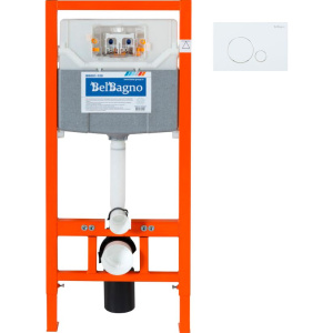 Комплект Инсталляция BelBagno BB001-120 + Кнопка Sfera BB014-SR-BIANCO белая