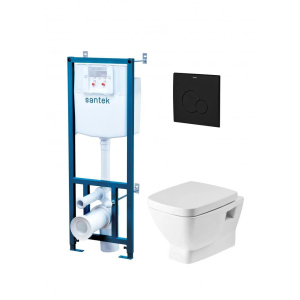 Комплект унитаз с инсталляцией, кнопкой и сиденьем микролифт Santek Нео 1.WH50.1.776