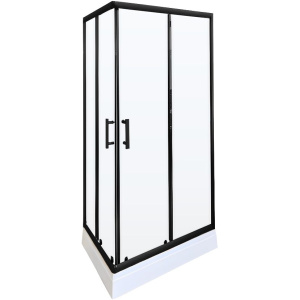 Душевой уголок Parly QZ81B 80x100, с поддоном, профиль черный, стекло прозрачное