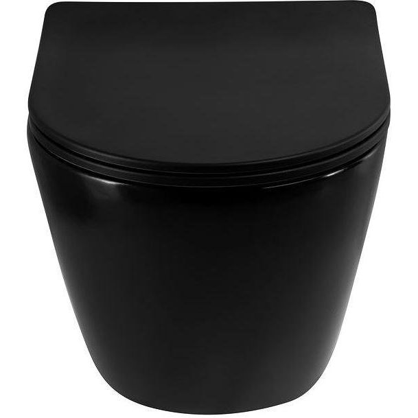 Купить Унитаз подвесной Art&Max Ovale AM011CHR-MB/SC безободковый, с микролифтом, черный в Москве с доставкой Унитаз подвесной Art&Max Ovale AM011CHR-MB/SC безободковый, с микролифтом, черный