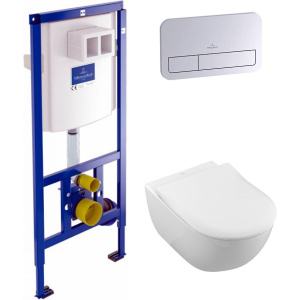 Комплект Унитаз подвесной Villeroy & Boch Subway 2.0 5614R201 alpin + Кнопка Viconnect 9224 9061 хром + Инсталляция 9224 6100
