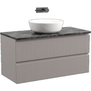 Тумба с раковиной Sancos Snob T 100 см, doha soft, столешница черный мрамор, раковина TT100A1