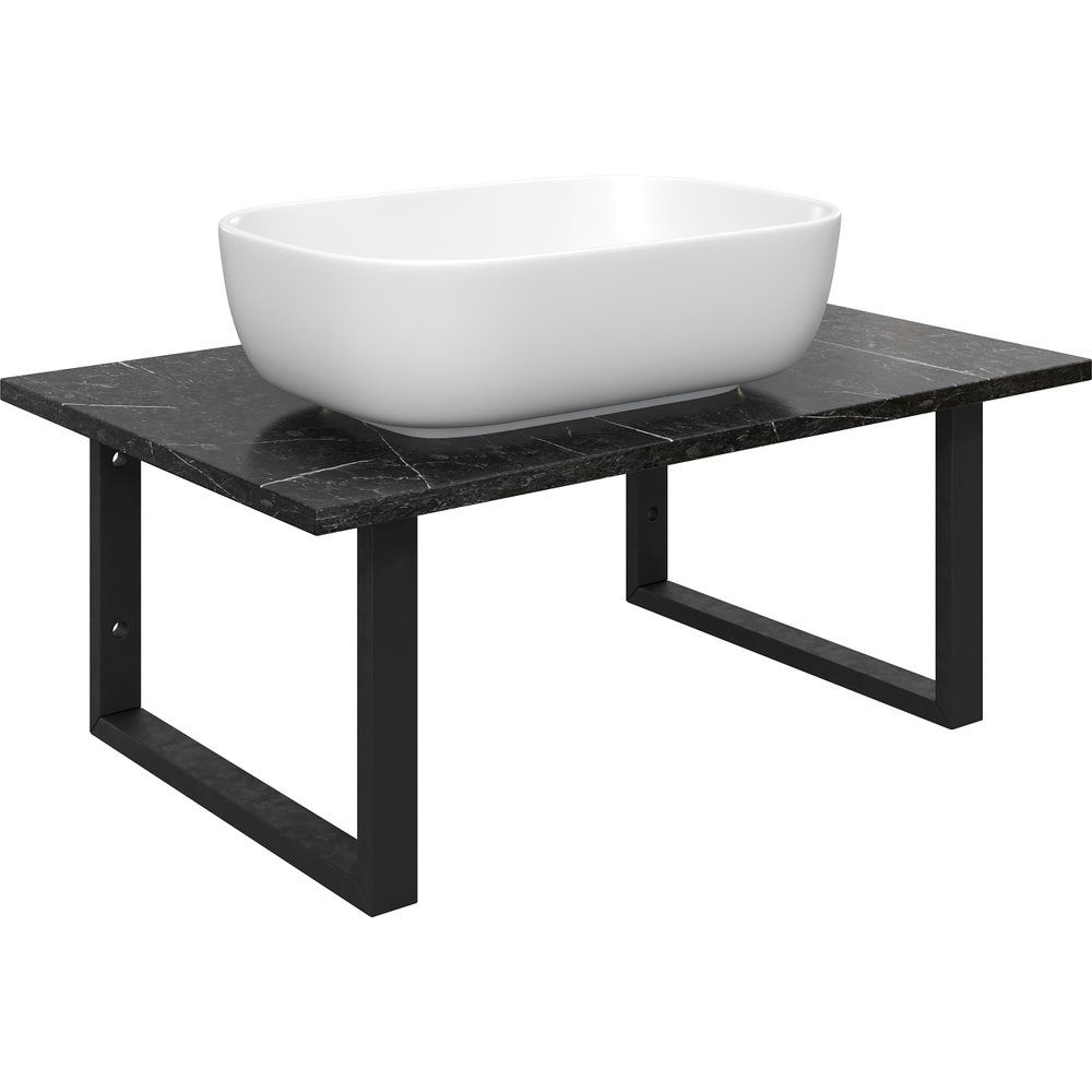 Купить Столешница с раковиной DIWO Элиста 80 чёрный мрамор, с раковиной Moduo 50 Square в Москве с доставкой Столешница с раковиной DIWO Элиста 80 чёрный мрамор, с раковиной Moduo 50 Square