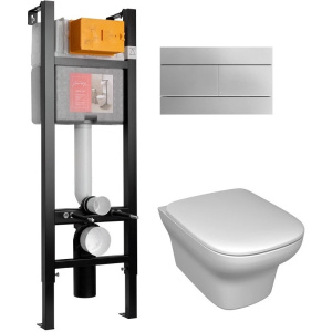 Комплект унитаз с инсталляцией, кнопкой и сиденьем микролифт Jacob Delafon Vox E21770RU-00