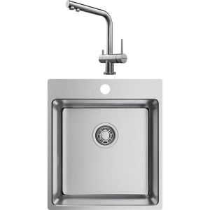 Комплект Мойка кухонная Omoikiri Amadare 45-IN + Смеситель Nagano BN нержавеющая сталь
