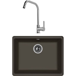 Комплект Мойка кухонная Florentina Вега 500 антрацит + Смеситель MEGA City MG- ZRV104 хром