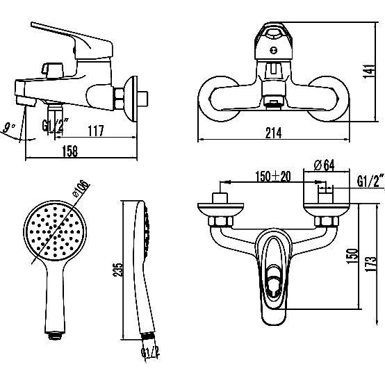 Купить Смеситель для ванны с душем Lemark Luna LM4134C в Москве с доставкой Смеситель для ванны с душем Lemark Luna LM4134C