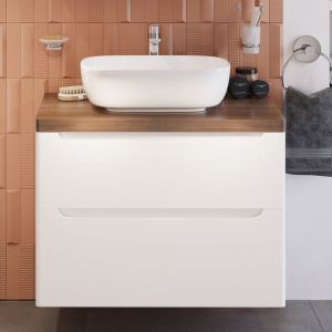 Тумба с раковиной STWORKI Берген 80, белая с темной столешницей, Moduo 50 Square Тумба с раковиной STWORKI Берген 80, белая с темной столешницей, Moduo 50 Square